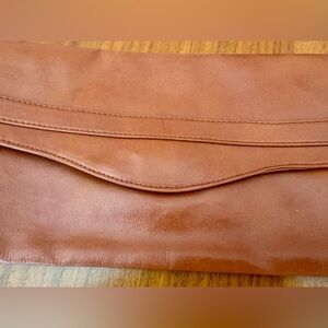 Vintage  Leather Envelope Clutch in Warm Cognac, Excellent Condition